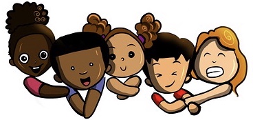 Friendly illustration of diverse children smiling together